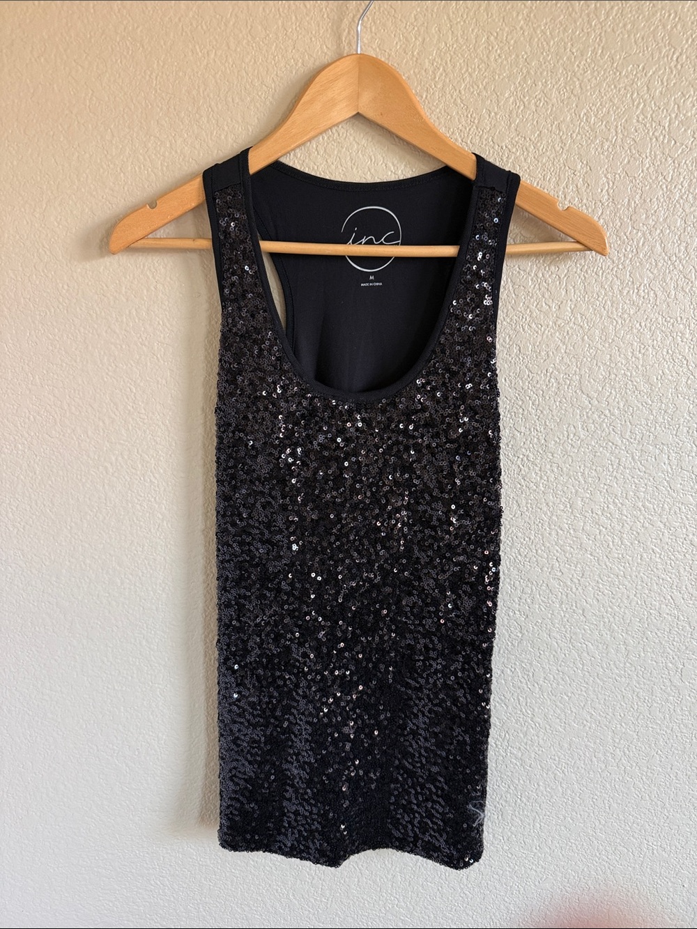 INC International Concepts Black Sequin Tank Top